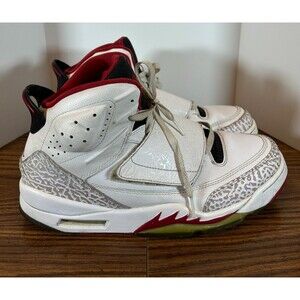 Nike Air Jordan "SON OF MARS" - Leather White Fire Red Retro - Mens Size 12